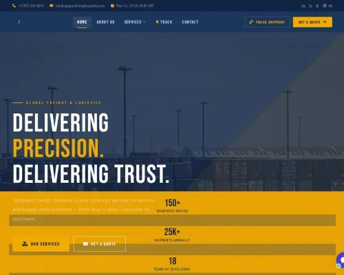 Screenshot of Scam Courier Vanguardfreightsystems.com
