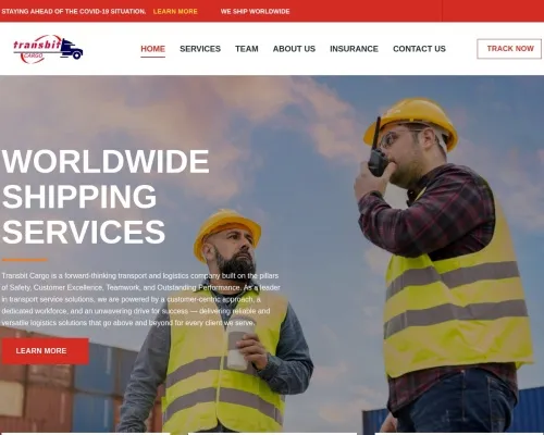 Screenshot of Scam Courier Transbitcargo.com
